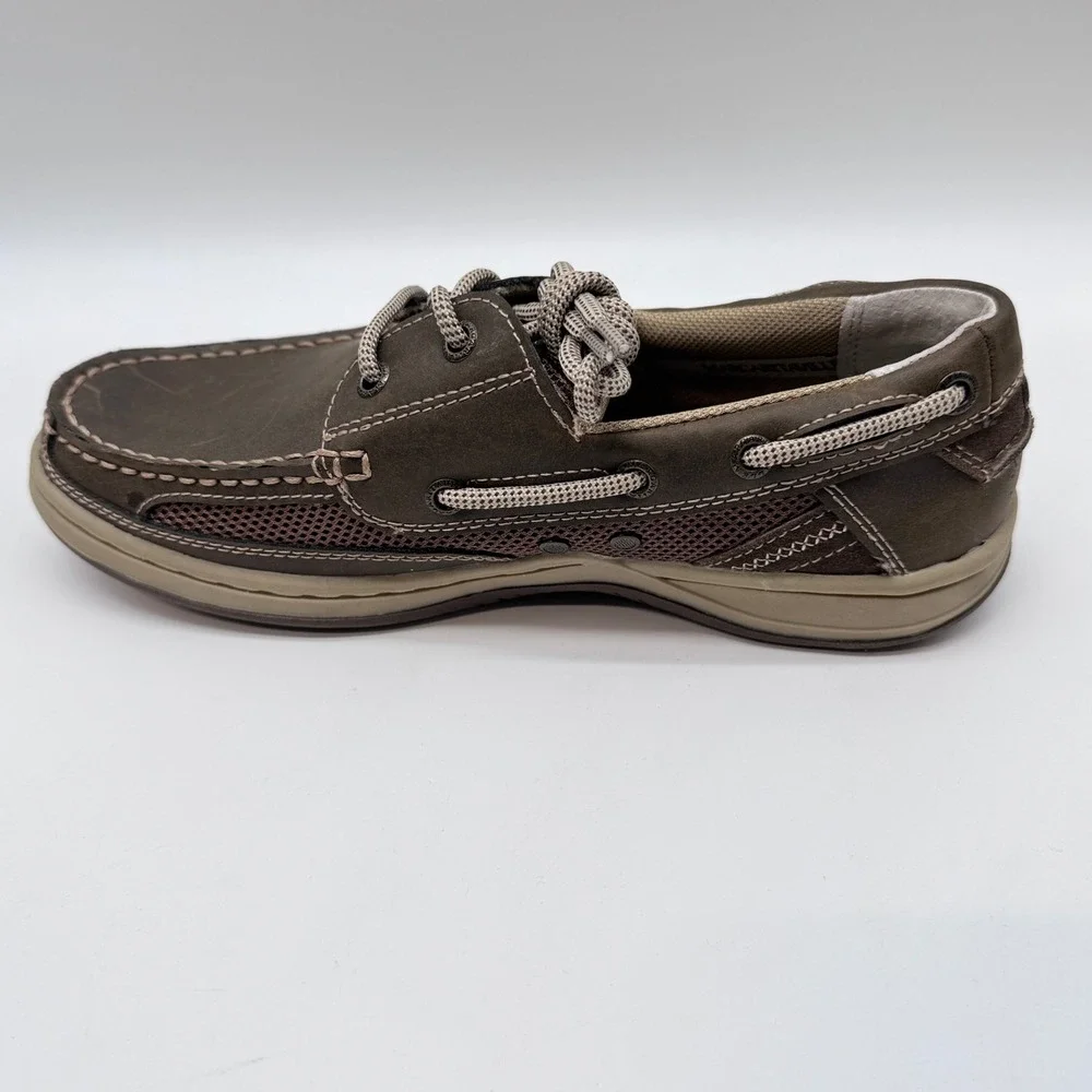 Margaritaville Anchor Boat Shoes Mens 8 Brown Lace Up Leather Mesh Loafers
